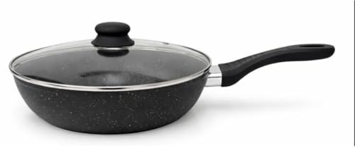 cecaro group Padella Antiaderente con Coperchio in Vetro Temperato – Alluminio Forgiato PFOA Free – Cottura Sana Senza Olio – Manico Soft Touch – Adatta a Tutti i Piani Cottura – 22/24/28 cm (20 cm)