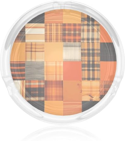 Glass Ashtray Home Ashtrays for Cigarettes, Tabletop Decoration Ash Tray Outdoors(Yellow Grid Splicing)