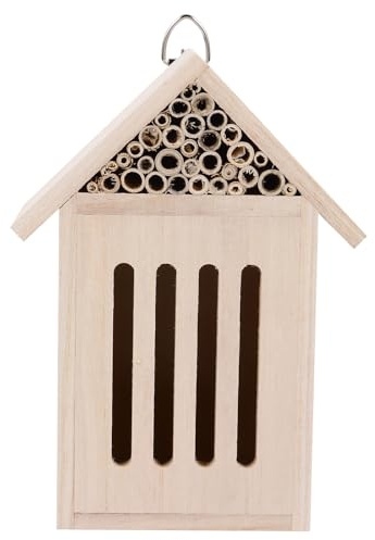 Angoily Insektenhaus für Garten Dekoration mit Glatten Röhren und Bienensicherem Design Einzigartiges Bienenhaus als Nistkasten und Gartenzubehör Beige