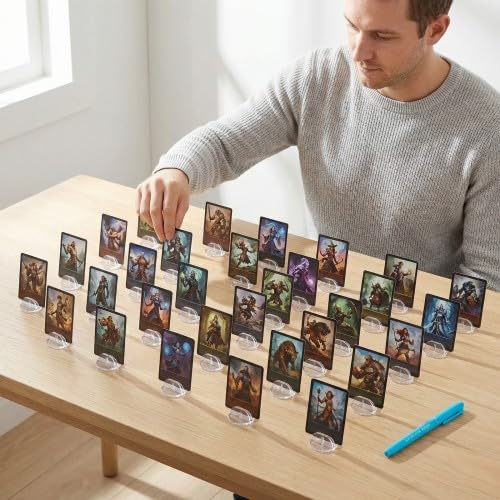 Solvio 50 Pcs Acrylic Card Stands, Clear Place Card Holders for Wedding Table Numbers, Transparent Game Card Stand for Board Games, Photos, Memos & Menu Display Signs
