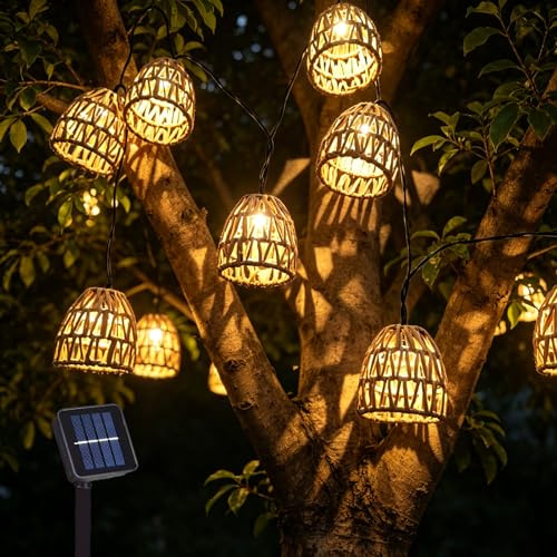 GOUYENG Guirlande Lumineuse Lampe Solaire,Guirlande Lumineuse Exterieure Solaire 3.6m,Guirlandes LED Guinguette Exterieur Intérieur,Lampions Solaires D'extérieur,per Balcone Feste Patio Matrimonio