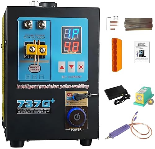 Soudeuse Par Points à Impulsions,737G Poste à Souder Poste à Souder à Batterie Portable,pour Batterie Lithium-Ion 18650 Interrupteur à Pied Commandé Par Fil de Soudage