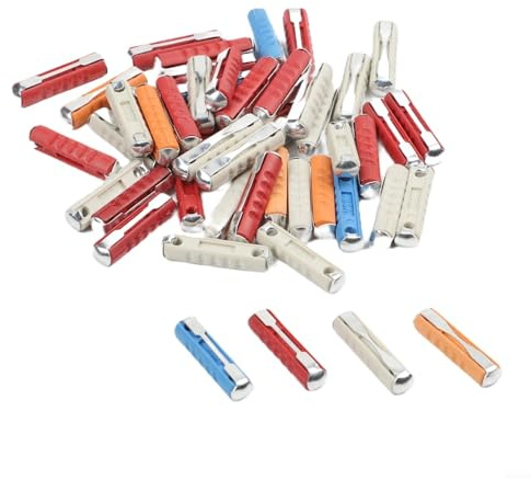 Zeroupshop Kit di 50 fusibili in ceramica per auto a siluro, assortiti, 5A, 8A, 16A, 25A, set di fusibili in vetro, per protezione dei circuiti elettrici dei veicoli vintage