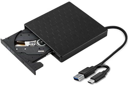 TUdcgjSXF USB 3.0 Type-C 2 in 1 External Optical Drives DVD Burner RW CD Writer Reader ROM Player for Laptop Notebook Computer PC