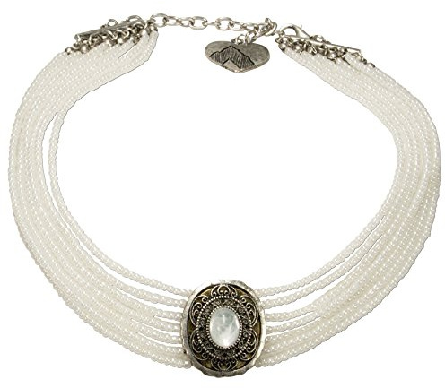 Alpenflüstern Trachten-Perlen-Kropfkette Josepha - Elegante Trachtenkette - nostalgischer Damen-Trachtenschmuck, Filigrane Dirndlkette in traditionellen Farben DHK185
