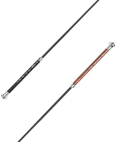 PFIFF 102478 - Fusta de doma con mango de piel sintética, imitación de piel de cocodrilo, herrajes plateados, núcleo de fibra de vidrio, nailon, longitud 120 cm, color negro