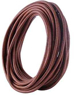 KONMAY 5 Yards Lederschnur Rund,Lederband,Durchmesser 5mm, dunkle Natur