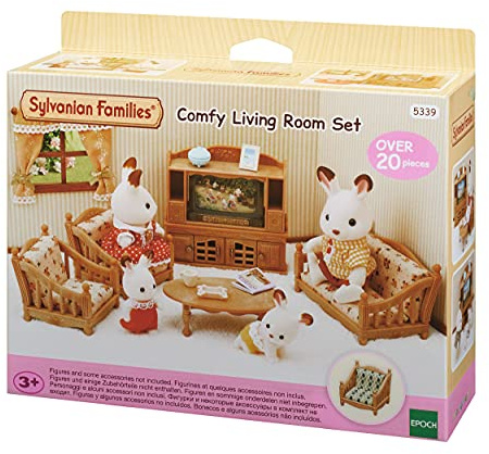 Sylvanian Families - La pièce à vivre - Set + de 20 accessoires - Plongez dans l'univers de la famille Sylvanian - Figurines animaux miniatures - Jouet enfant 3 ans et + - 5339