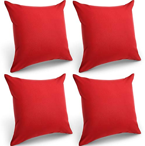 Boao Confezione da 4 federe decorative impermeabili per esterni, quadrate, per patio, balcone, giardino, rivestimento in PU, per divano, letto, patio, divano, tenda, 45 x 45 cm (rosso)
