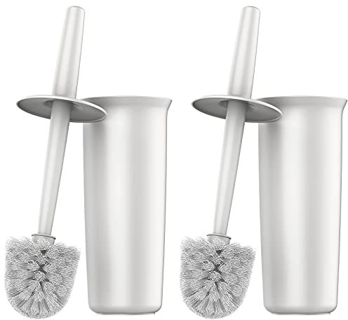 MR.SIGA Toilet Bowl Brush and Holder for Bathroom, White, 2 Pack