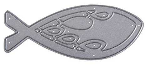 Rayher Stanzschablone Fisch, 8 x 3,1 cm, 1-teilig, Papiergestaltung, Stanzschablone Kommunion, Kartengestaltung, Scrapbooking, Prägeschablone Fisch, Stahl, 50154000