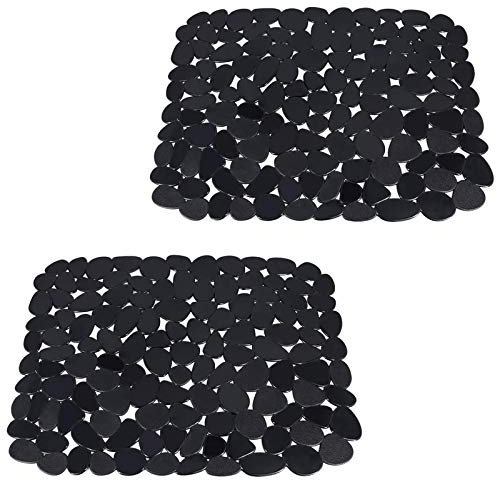 Top-spring Abtropffläche für die Küchenspüle, Kieselstein-Abtropfmatte, 30 x 40 cm, Schwarz, 2 Stück