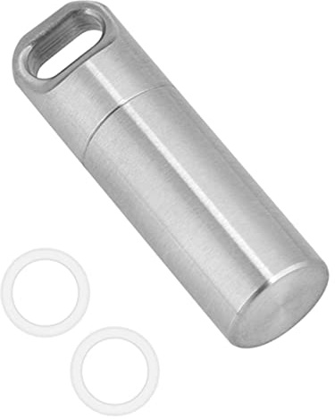 Luftdichter Pillenetui Wasserdichter Pillenanhänger Kapsel Schlüsselbund, Zubehör Flasche Match Case Batteriehalter, Outdoor Survival Storage Edelstahlbehälter Dry Box (M)