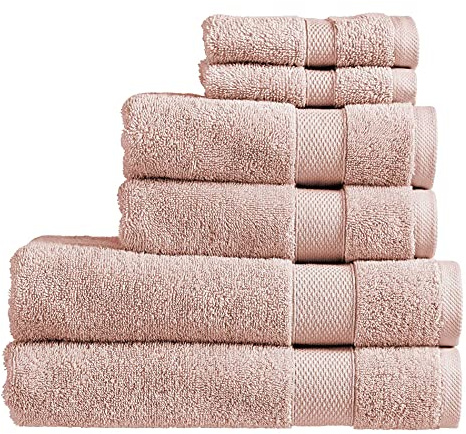 Christy Refresh Pink Towel Set | Set of 6 | 2 Bath 2 Hand 2 Face | Quick Dry | Gentle Pastel Tones | Soft Absorbent Bathroom Towels | 100% Cotton 550GSM | Dusty Pink