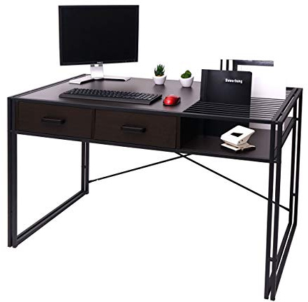 Mendler Schreibtisch HWC-H91 Industrial 76x120x70cm - Dunkelbraun | Bürotisch, Computertisch