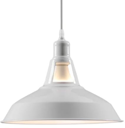 White Lamp shade Metal 30CM Ceiling Light Shade, Easyfit Kitchen Ceiling Fitting Light Industrial Light Shade for Indoor Hanging Replacement Pendant Light Shade with lamp Shade Reducer Ring