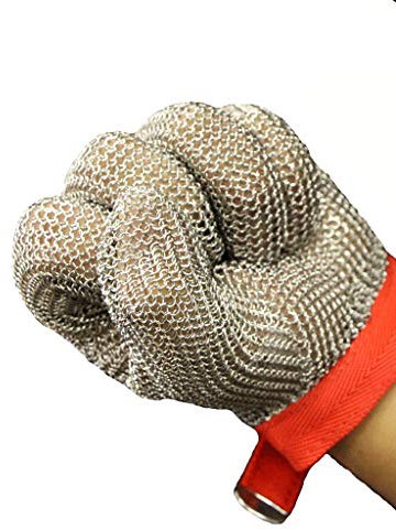 Schnittfeste Handschuhe Hua Gartenarbeitshandschuhe Sicherheit 304 Edelstahl Schnittfeste Handschuhe, Schutzhandschuhe Zum Schneiden Von Gemüse In Der Küche, 4 Größen (Size : Large)