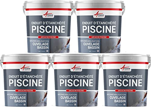 Enduit Étanchéité Hydrofuge Piscine Bassin 5 x 25 Kg Blanc | Traitement Hydrofuge, Étanchéité Béton, Pierre et Supports Poreux, Résiste à la Contre-Pression - Arcane Industries
