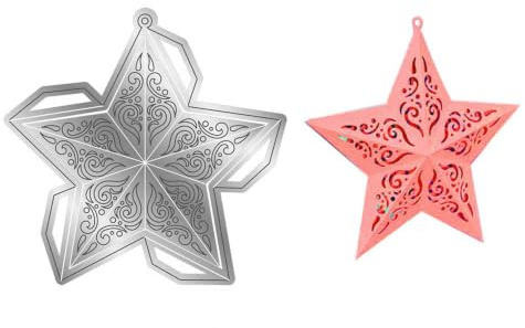 GIVBRO Stanzformen 3D Sterne Metall gestanzt Weihnachten fünfzackiger Stern Schablone Scrapbooking DIY Schablonenform für Papierhandwerk Prägewerkzeuge Grußkartenherstellung