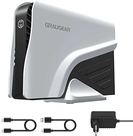 GRAUGEAR Externt hårddiskhölje för 3,5 tums SATA-hårddisk, USB 3.2 Gen2 Type-C-port, upp till 10 Gbit/s dataöverföring, USB-A, USB-C, gaming G-3501-A-10G, svart/vit