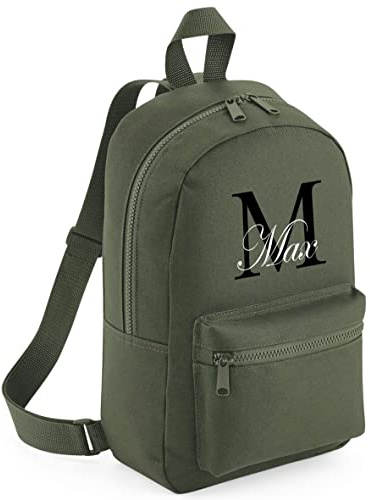 Kids Essentials Personalised Boys Girls Backpack Rucksack Bag Mini School Nursery (Khaki), 23cm x 35cm x 12cm