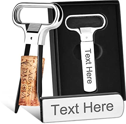 Dinikally Sacacorchos personalizado con dos dientes y texto grabado (sty1)