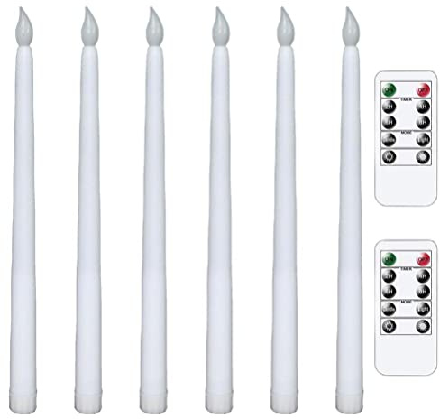 6 Stück LED Spitzkerzen Flammenlos Flackernde Elektrische Kerze Warmes Licht Taper Kerzen Stabkerzen mit 2 Fernbedienung Timer Funktion Thanksgiving Halloween Urlaub Deko