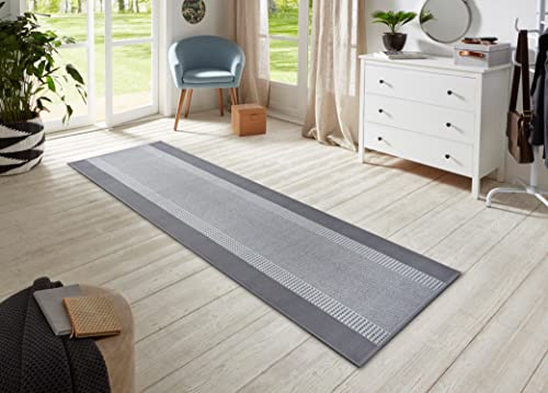 Hanse Home Teppich Läufer Band 80x300cm – Teppichläufer Weicher Kurzflor Teppich Modernes Design Läufer für Flur, Schlafzimmer, Kinderzimmer, Badezimmer, Wohnzimmer, Küche Dekoläufer – Light Grey