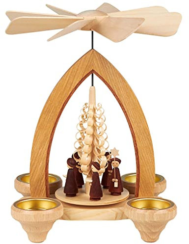 Seiffener Volkskunst | Erzgebirgische Weihnachtspyramide | 25 cm hoch | traditionelle Volkskunst aus dem Erzgebirge | mit Kurrende