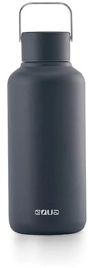 EQUA Zeitlose Edelstahlflasche | Ultraleicht & BPA-frei | 100% auslaufsicher | 600ml | Zeitloses Design | Silikonboden (Navy, Klein)