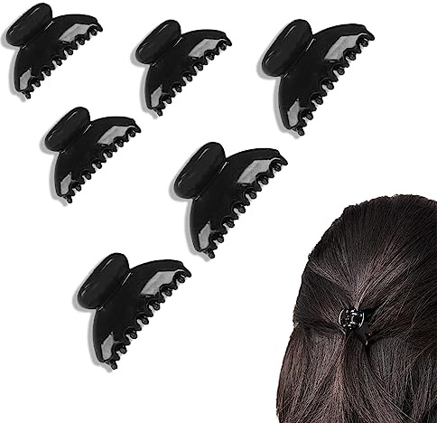 CUHZA Kunststoff Haar Klaue Clips, Kleine Haarklammern, Mini Haarklammer, Vintage Einfache Rutschfest Haarspangen, Haarnadel Dicke Haare Klaue Klammern Zubehör für Frauen Mädchen, Schwarz
