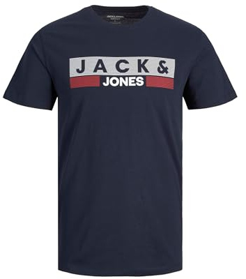 Jack & Jones 2-pack t-shirts i plusstorlek med rund hals och tryck överdimensionerad, Mörkblå 2, 8XL