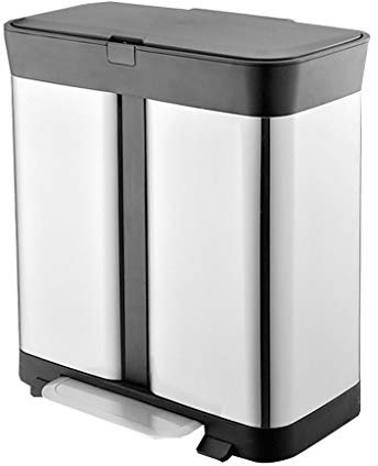 DYPASA Poubelle d'extérieur Grande Poubelle en Acier Inoxydable Grande Poubelle extérieure, Poubelle écologique Double Baril Classification Poubelle Courtyard (Color : with Cover, Size : 50L)