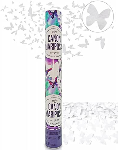 Lote 10 Cañones Lanza Mariposas Blancas de Papel Ideal para Bodas y Celebraciones, bonitas confeti de mariposas de papel