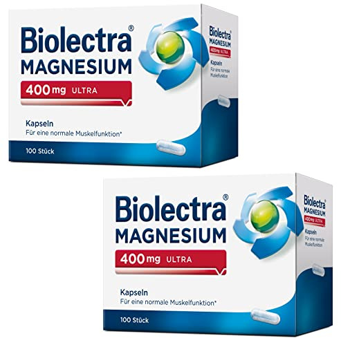 Biolectra Magnesium 400 mg Ultra Kapseln 2 x 100 Stück: Für eine normale Muskelfunktion bei erhöhtem Bedarf, Magnesium-Kapseln, hochdosiert