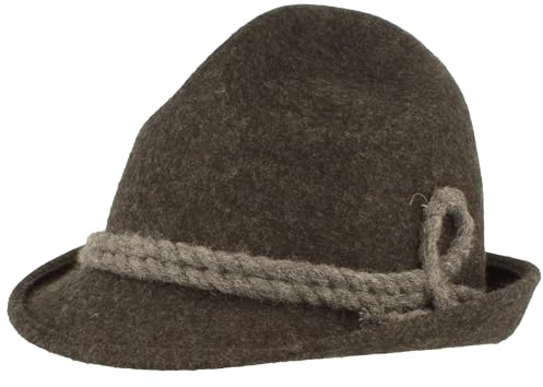 Breiter Original Herren Trachtenhut, Filzhut, Wanderhut Spitzkopf, 100% Wolle, schmaler Krempe & Wollkordel, DREI Farben