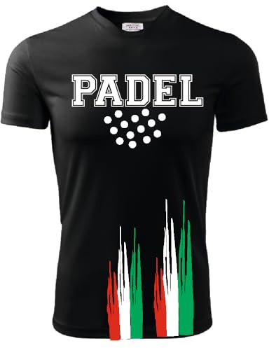 Zena Maglia Padel Tecnica, Tessuto Elasticizzato Traspirante Dry Fit, Padel Uomo e Donna, Rainbow 02 (L, Nero/Italy)