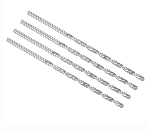TOP-VIGOR 4Pcs 4mm Dia Extra Long Twist Drill Bits, 160mm Length High Speed Steel Extended Spiral Drill Bit, Straight Shank Twist Drill Bit Tool for Wood Metal Aluminum Plastic
