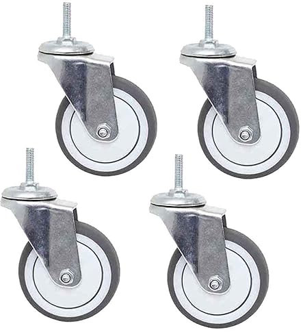 ZYBOWAYL 75mm Gummirollen mit Bremse 4 Stück Schwerlastrollen M10/M12*25mm Gewinde Transportrollen 360 Grad Drehbar Möbelrollen for Schwere Ausrüstung (Color : Swivel, Size : M10)