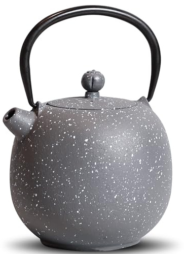 GUANGHEIRON - Teiera piccola in ghisa, 20 once, con infusore, stile classico giapponese minimalista rivestito con interno smaltato per caffè, 600 ml, colore grigio