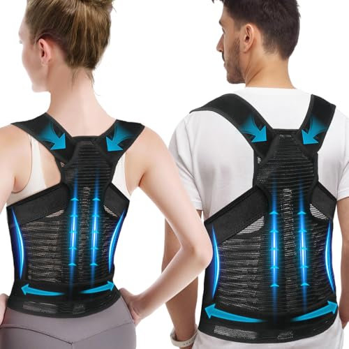 HLGO Back Support Brace Posture Corrector for Women Men Upper Back Brace Adjustable & Breathable for Posture Correction Straps for Scoliosis and Hunchback, Spine Back Pain, Posture Trainer (M)