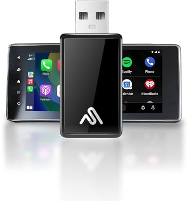 AutoSky Wireless Carplay Adapter & Android Auto - Verwandeln Sie kabelgebundenes zu drahtlosem Carplay oder Android Auto - Plug & Play - Autos 2016 oder Neuer - Kompaktes Design Piano Finish | Sapphire Edition