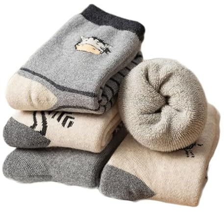 Yolhloy Calcetines de Invierno para Niños y Niñas, Cálidos, Gruesos, 5 pares Calcetines Térmicos de Algodón de Lana, para Niños de 1 a 12 años
