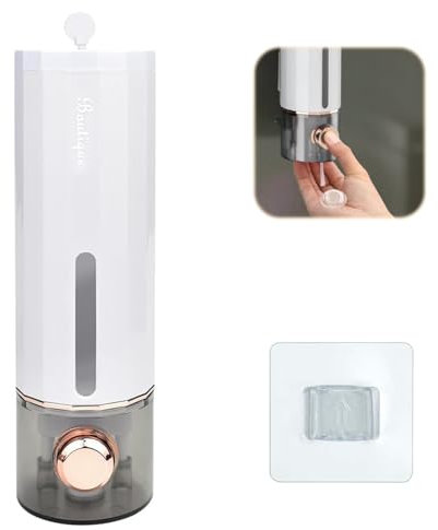 Dispenser Sapone Bagno a Muro 400 ml, Dispenser Sapone Doccia, Dispenser Shampoo e Bagnoschiuma Bianco, Erogatore Sapone Liquido Senza Foratura, Dosatore Sapone per Gel Doccia, Sapone per le Mani