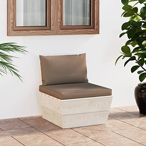 ShGaxin Garten-Paletten-Mittelsofa mit Kissen, Lounge Sofa Outdoor, Garten Loungemöbel, Gartensofa, Outdoor Couch, Gartenlounge, Balkon Set Möbel, Imprägniertes Fichtenholz