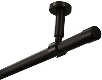 iso-design Gardinenstange zur Deckenmontage 20 mm Durchmesser in den Farben Edelstahl, Schwarz und Messing matt, Endstück Kappe, 180 cm