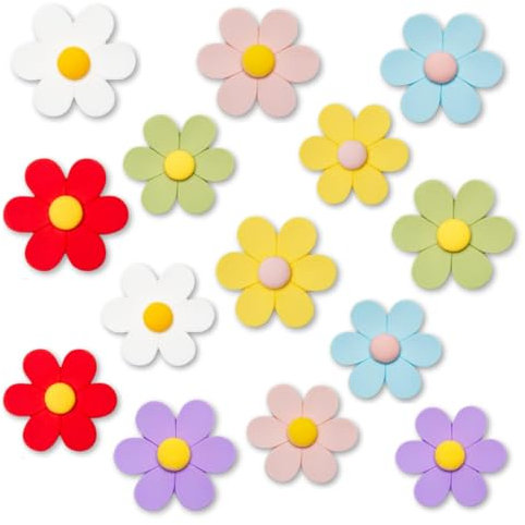 14pcs 3d Daisy Flower Fridge Magnets – Colorful Decorative For Refrigerator, Whiteboard, Locker, Office & Kitchen – Strong & Cute Flower Accessories In 2 Sizes (7 Large, 7 Small), 7 Colors