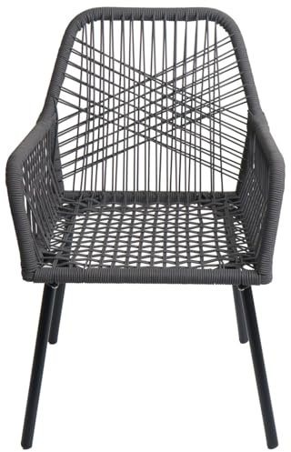 Mendler 2er-Set Gartenstuhl HWC-O12, Outdoor Sitzpolster Aluminium Seilgeflecht Rope - grau, Bezug Taupe