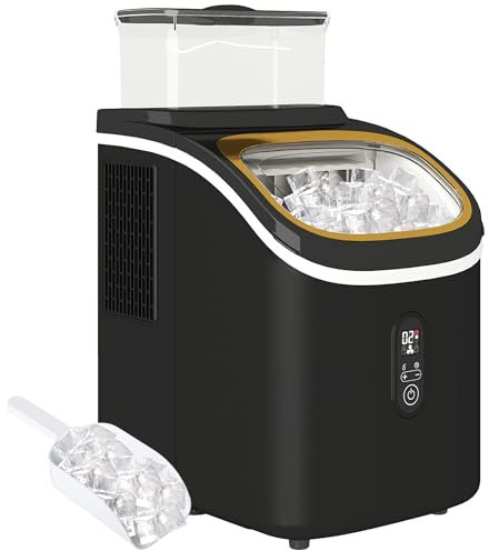 HOMCOM Machine à glaçons 15 kg/24h Machine à glaçons avec réservoir d'eau de 1,5 L, pelle, bac à glaçons Machine Ice Cube avec affichage LED Noir 22 x 30 x 33 cm