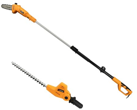 Hoteche Scie d'élagage télescopique 2 en 1 et taille-haie | 500 W/700 W, 195-253 cm, orange/noir, boîte de couleur